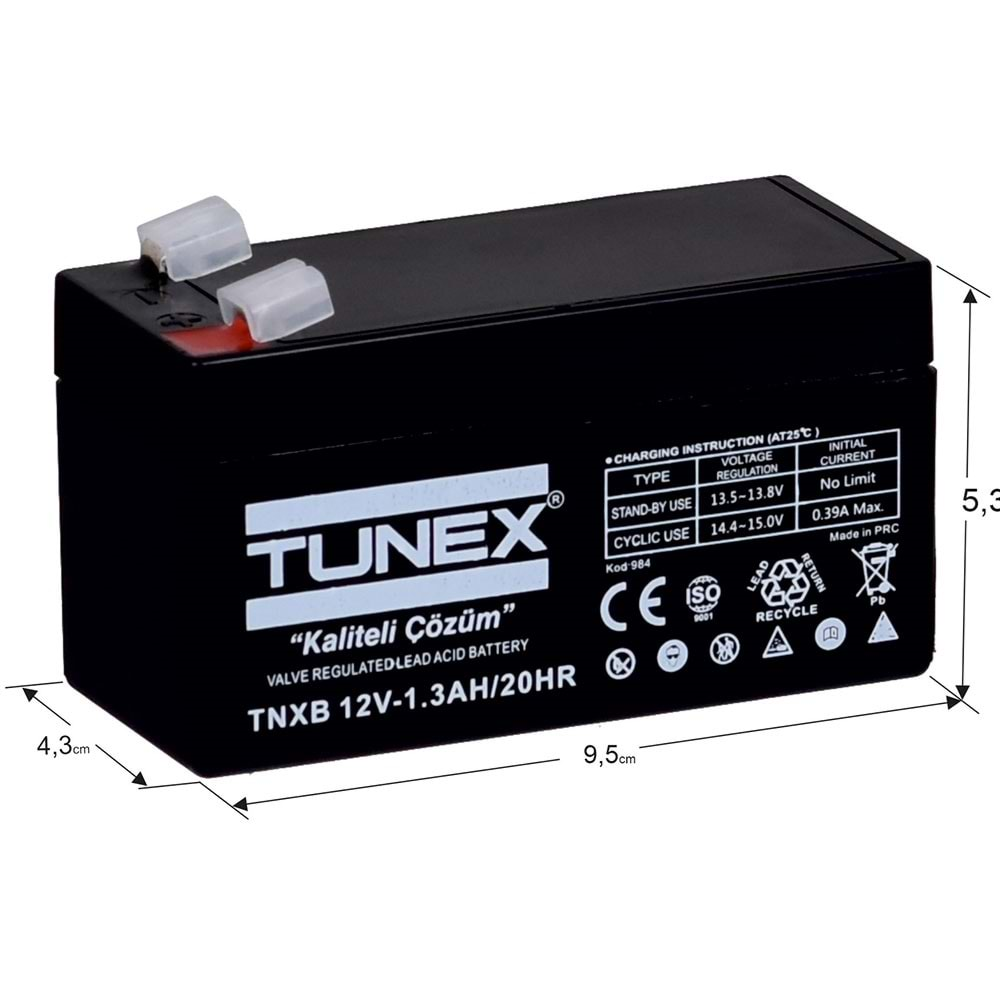 TUNEX 12V 1,3A 0,51 Kg Kuru Bakımsız Akü TNXB-12V1,3A