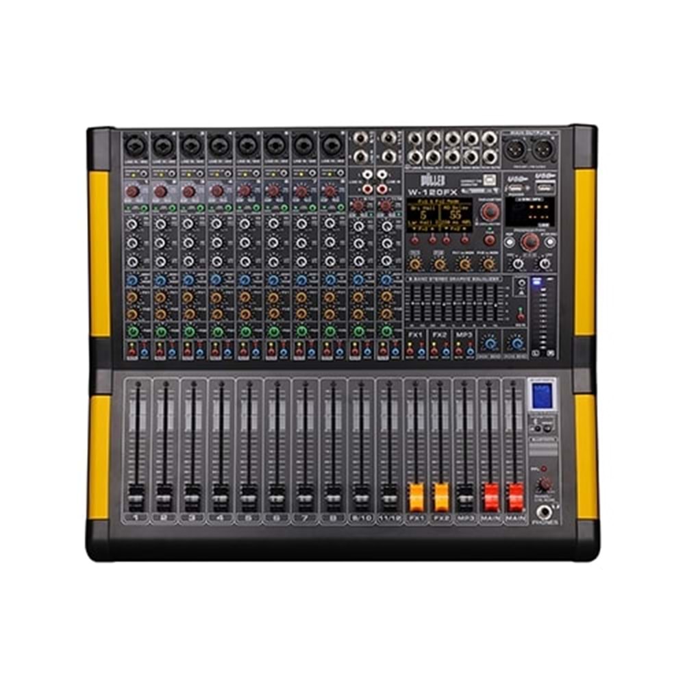 WÖLLER 12 Kanal Usb-Bt 2x99 DSP Deck Mixer W-120FX