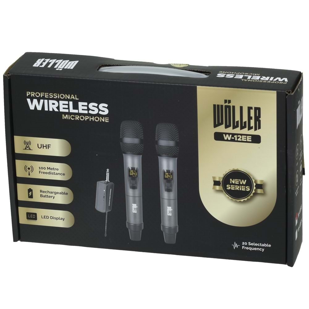 WÖLLER UHF 2 El Kablosuz Mikrofon W-12 EE