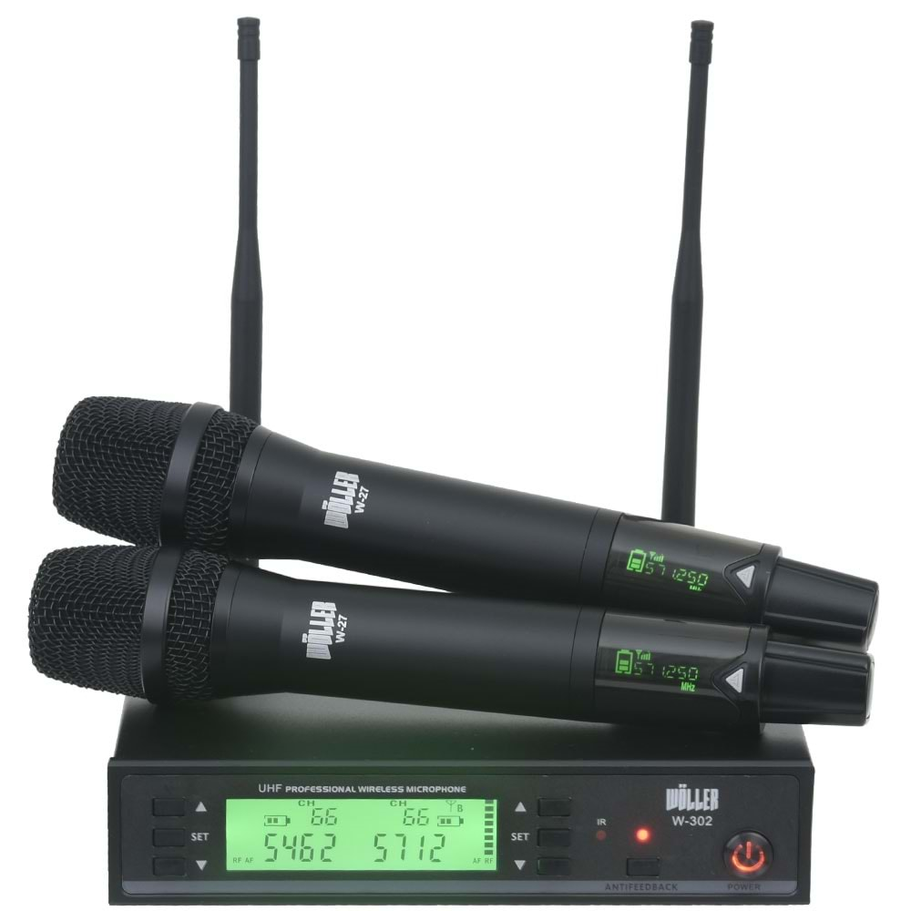 WÖLLER UHF İki El Anti Feedback Dijital Kablosuz Mikrofon W-302 EE