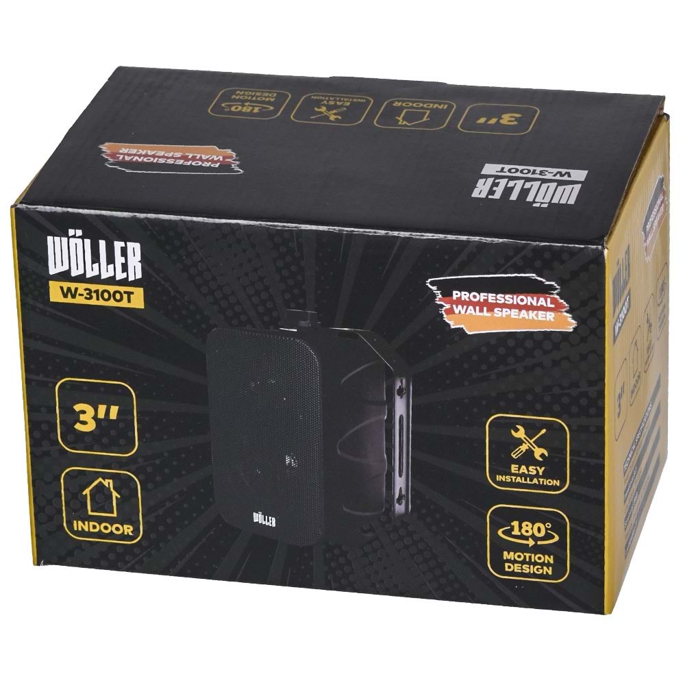WÖLLER 8 Cm 50W 100V Siyah Sütun Hoparlör W-3100 TS