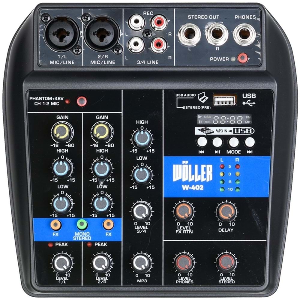 WÖLLER 4 Kanal Usb-Bt 48V Deck Mixer W-402