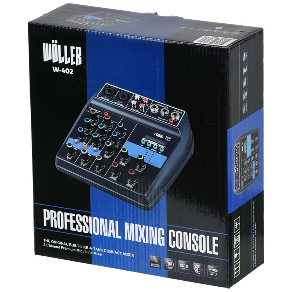 WÖLLER 4 Kanal Usb-Bt 48V Deck Mixer W-402