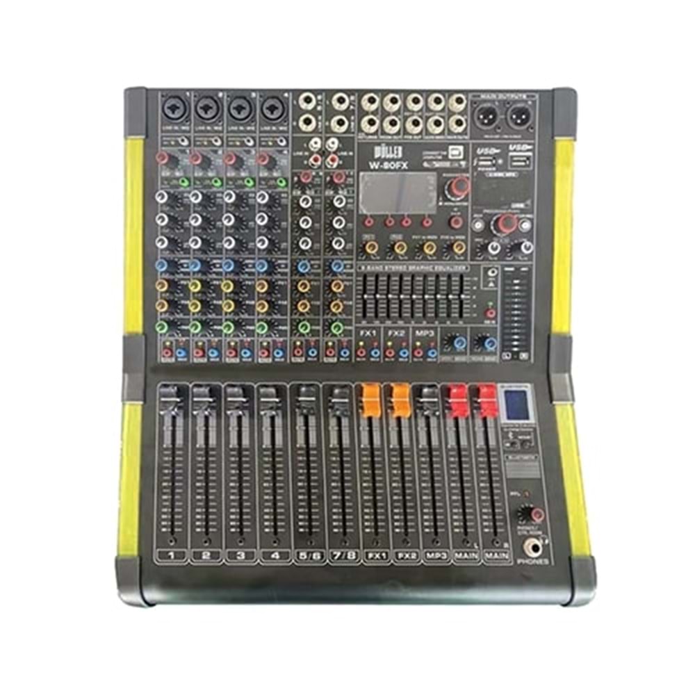 WÖLLER 8 Kanal Usb-Bt 2x99 DSP Deck Mixer W-80FX
