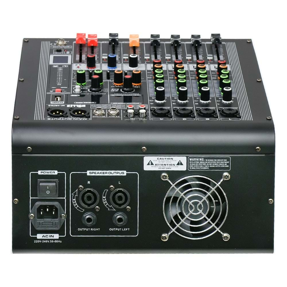 WÖLLER 4 Kanal 2X350W USB - Bluetooth lu +48V 16 Dsp Efect Power Mixer W4-R700