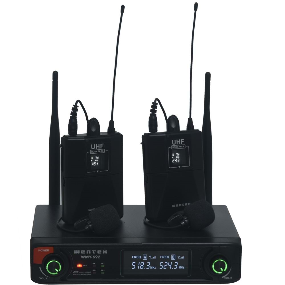 WERTEX Uhf 2 Yaka Kablosuz Mikrofon WMY-692 YY