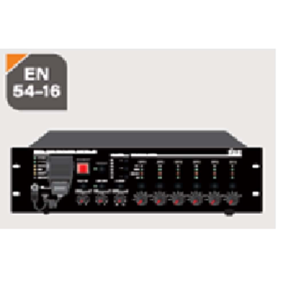 WÖLLER EN54 500W 100V 8 Bölge Kontrollü EN54 Evac Amfi WPER-8500