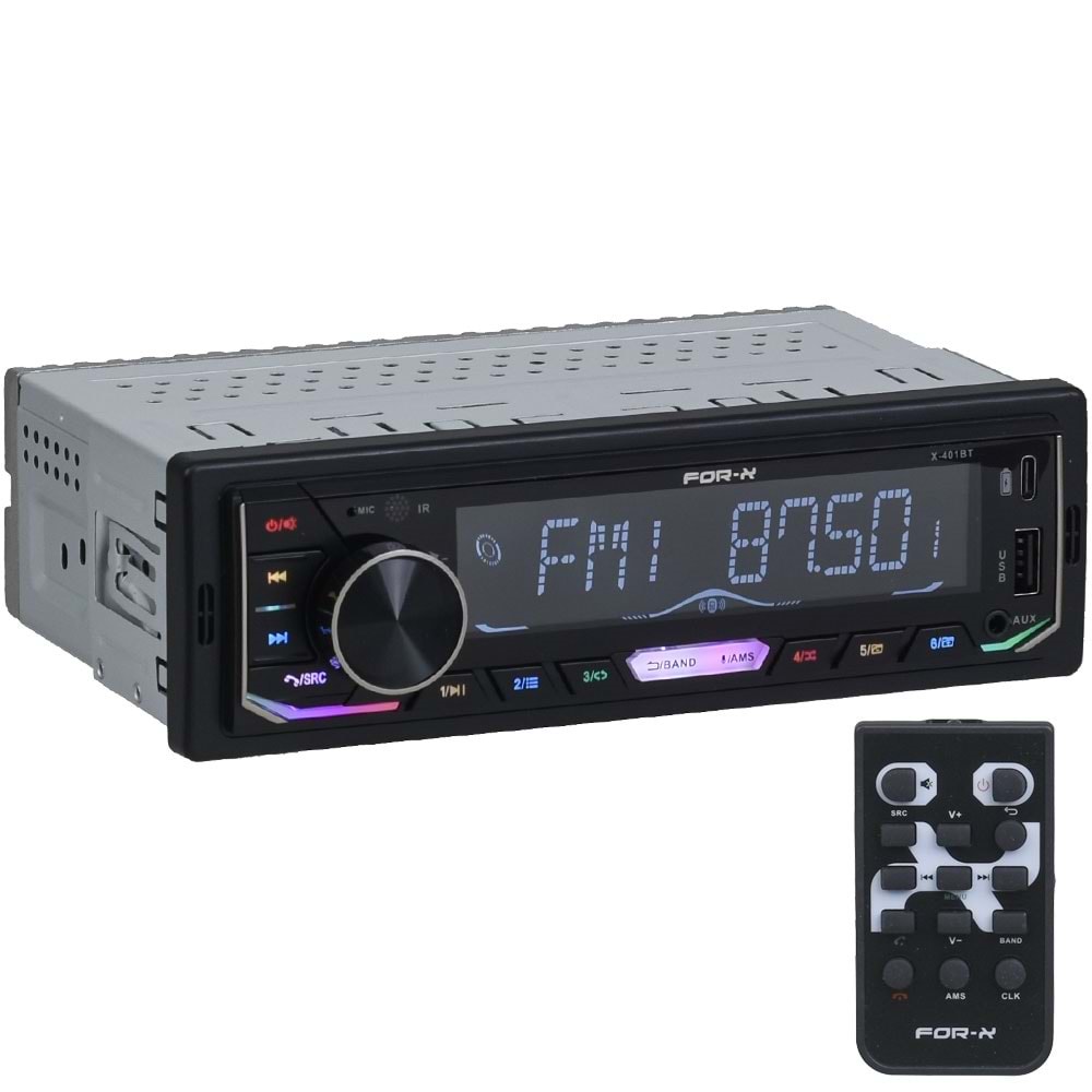 FOR-X Bluetooth ve USB ve Type C Girişli Radyo Oto Teyp X-401 BT