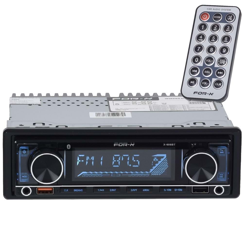 FOR-X Bluetooth ve USB ve Type C Girişli Radyo Oto Teyp X-606 BT