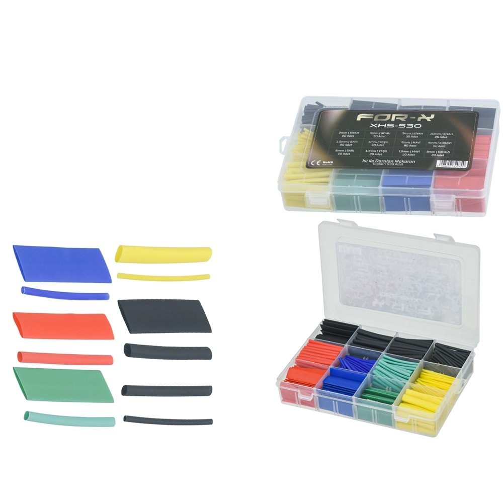FOR-X 530 Adet Çeşitli Ölçülerde Isı İle Daralan Makaron XHS-530