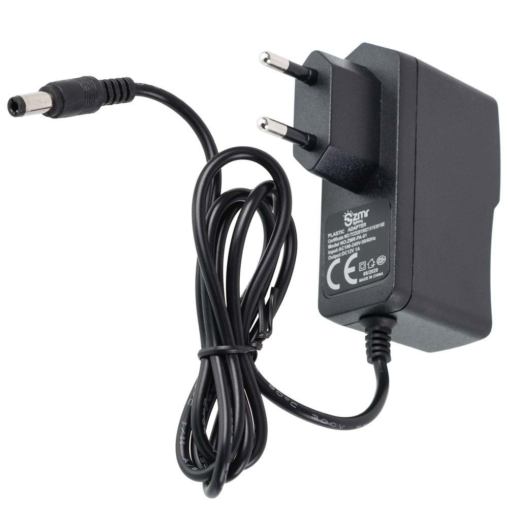 ZMR 12V 1A Smps Plastik Adaptör ZMR-PA-01