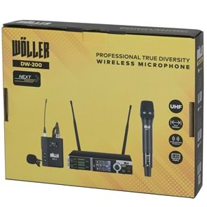 WÖLLER Çift Kanal 2 Yaka Kablosuz True Diversity UHF Kablosuz Mikrofon DW-200 YY