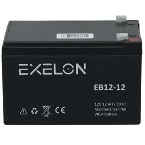 EXELON 12V 12A Siyah Kuru Bakımsız Akü EB-12V12