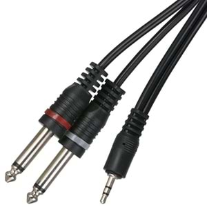 TUNEX 3,5 mm ST Erkek 2X6,3 mm Mono Erkek 5 mt Kablo MR-500