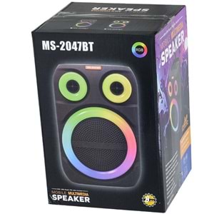 MS Bluetooth ve USB Girişli 8 inch Şarjlı Işıklı Müzik Sistemi MS-2047 BT