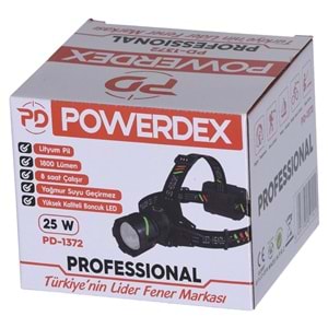 POWERDEX 25W Şarjlı Kafa Lambası PD-1372