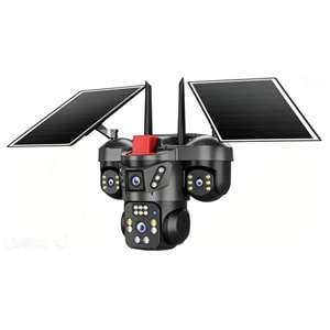 JOYSEE 8 MP Kamera 4G Sim Kartlı Solar Panelli Dört Lensli PTZ Kamera S-4