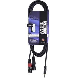 S.WIELER 3.5 mm Stereo-2 x Xlr 3 Metre Erkek Kablo SS2X-3M