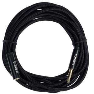 TUNEX 3,5 mm Erkek 3,5 mm Dişi İpek Örgü 3 Mt Kulaklık Uzatma TNX-1003