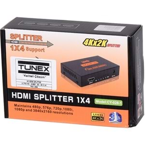 TUNEX 4'Lü 4K HDMI Splitter (Çogaltıcı) TNX-1004