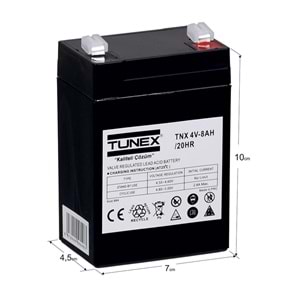 TUNEX 4V 8A Siyah Kuru Bakımsız Akü TNX-4V8A