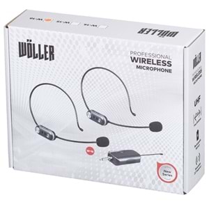 WÖLLER Uhf 2 Headset Şarjlı Kablosuz Mikrofon W-16