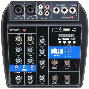 WÖLLER 4 Kanal Usb-Bt 48V Deck Mixer W-402