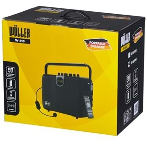 WÖLLER 100W Telsiz Headset Mikrofonlu USB SD Bluetooth Kayıtlı Şarjlı Portatif Amfi W-610 H