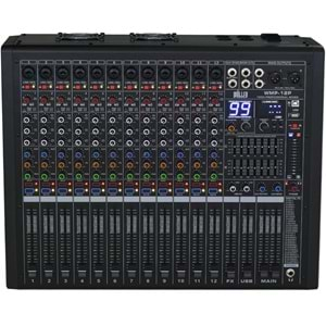 WÖLLER 2X750 W 12 Kanal Usb+Bt 99 Dsp Power Mixer WMP-12P