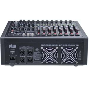 WÖLLER 2X750 W 8 Kanal Usb+Bt 99 Dsp Power Mixer WMP-8P