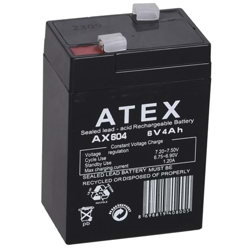 ATEX 6V 4A Kuru Tip Akü AX-604