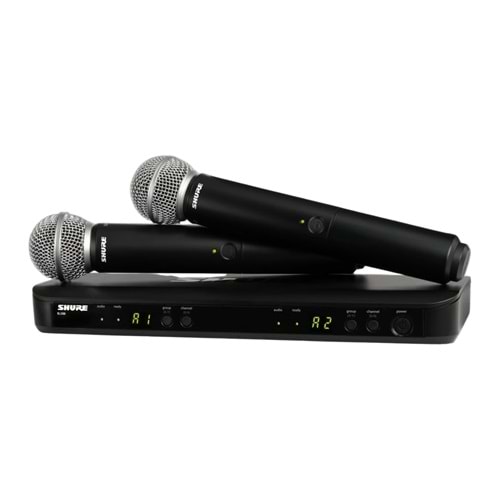 SHURE Çift El Mikrofonlu Kablosuz Telsiz Mikrofon Sistemi BLX288-SM58