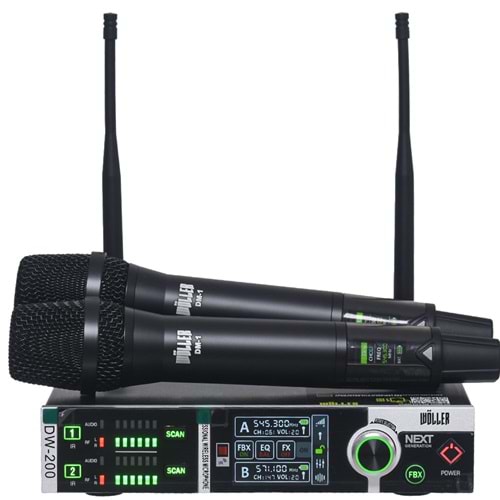 WÖLLER Çift Kanal 2 EL Kablosuz True Diversity UHF Kablosuz Mikrofon DW-200 EE