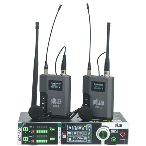 WÖLLER Çift Kanal 2 Yaka Kablosuz True Diversity UHF Kablosuz Mikrofon DW-200 YY