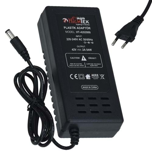 HIGHTEK 42V 2A 5,5X2,5 mm Elektrikli Scooter Şarj Adaptörü HT-4202000