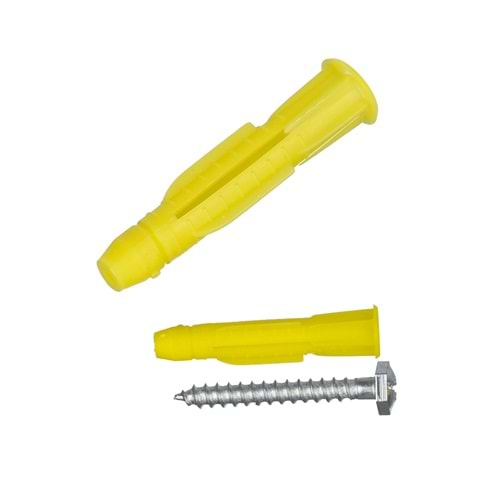 Vidalı Sarı Plastik Dubel 10'Luk MH-013