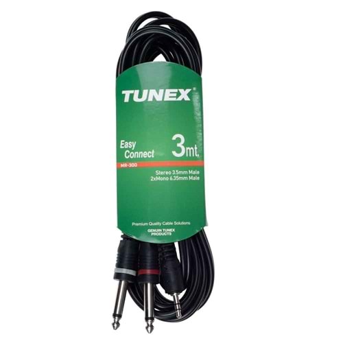 TUNEX 3,5 mm Stero Erkek 2X6,3 mm Mono Erkek 3 Mt Kab MR-300