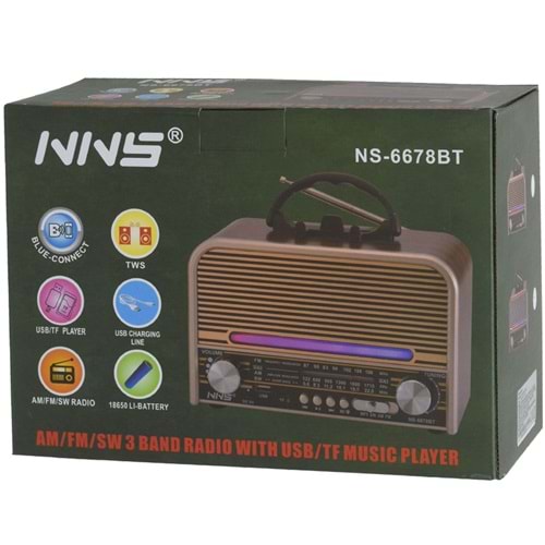 NNS Usb Bluetooth lu Şarjlı FM Radyo NS-6678 BT