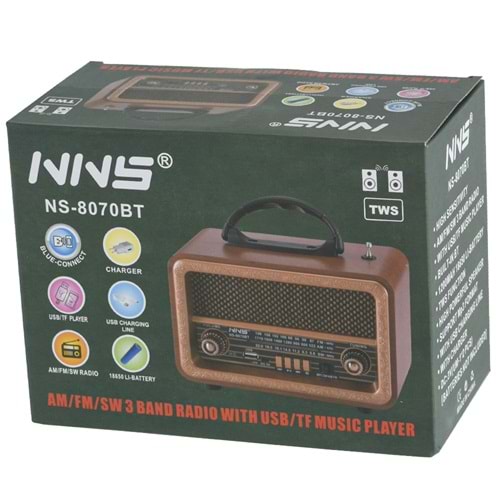 NNS Usb Bluetooth lu Şarjlı FM Radyo NS-8070 BT