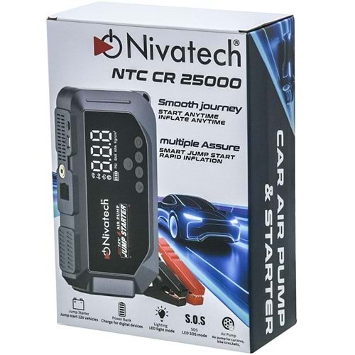 NİVATECH 12V Hava Kompresörü Ve Akü Takviye Cihazı NTC-CR 25000