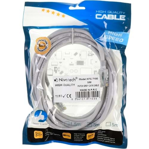 NIVATECH 5 Mt Cat6 Pluglu Kablo NTC-P5
