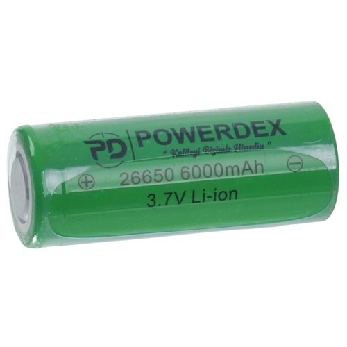 POWERDEX 6000 Mah 3,7V 26650 Li-ion Pil PD-26650-6000