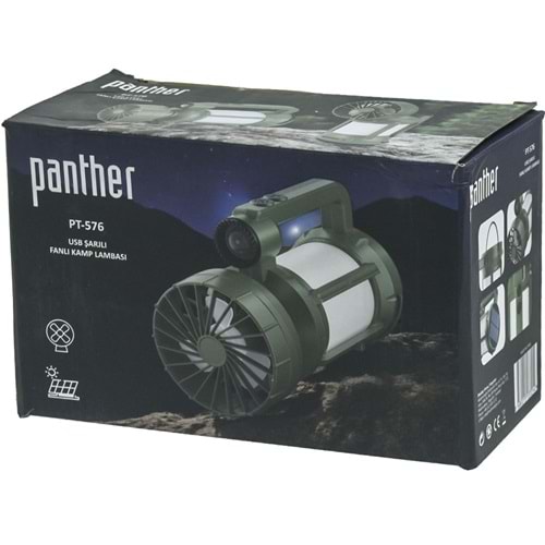 PANTHER Şarjlı Solar Fanlı Kamp Lambası PT-576