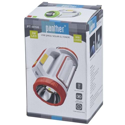 PANTHER Solar Usb Şarjlı El Feneri PT-8158