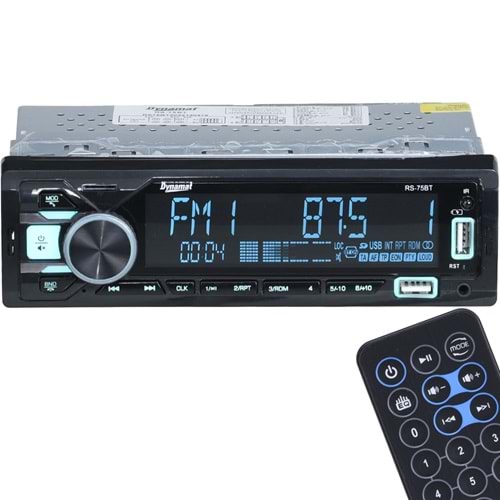 DYNMAT Çift Bluetooth ve USB Girişli Radyo 3 Rca İşlemcili Oto Teyp RS-75 BT