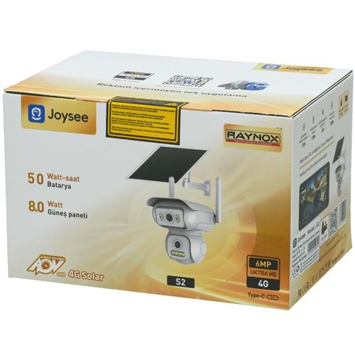 JOYSEE 4 MP Kamera 4G Sim Kartlı Solar Panelli Çift Lens PTZ Kamera S-2
