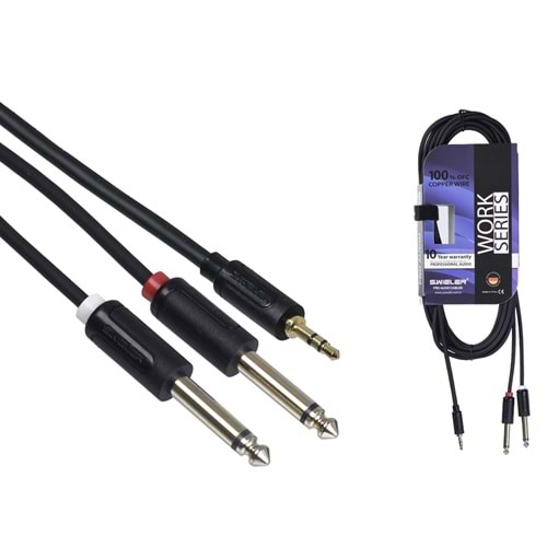 S.WIELER 2*6.3 mm Mono - 3.5 mm 1.5 Metre Stereo Kablo SM2S-1.5M