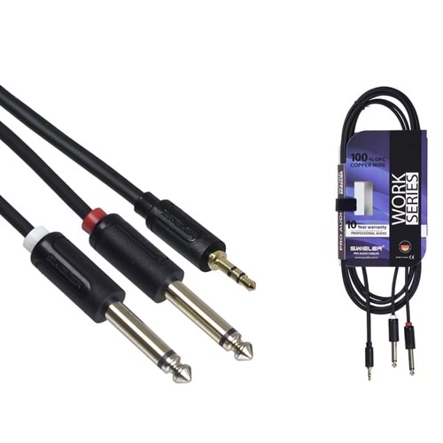 S.WIELER 2*6.3 mm Mono - 3.5 mm 3 Metre Stereo Kablo SM2S-3M