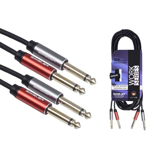 S.WIELER 2*6.3 mm Mono - 2 x 6.3 mm 5 Metre Mono Kablo SMM2-5M