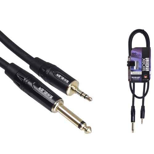 S.WIELER 6.3 mm Mono-3.5 mm 1 Metre Stereo Kablo SMS-1M